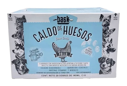 Baak Organic Chicken Bone Broth for Dogs & Cats – 28-Pack (140ml Pouches)