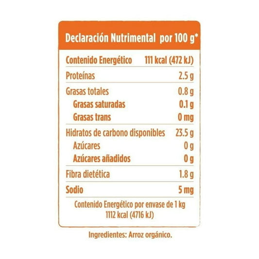Campo Vivo Organic Whole Grain Brown Rice - 1kg (2.2 lbs)