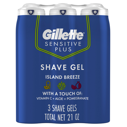 Gillette Island Breeze Shave Gel, 7 oz, 3-count