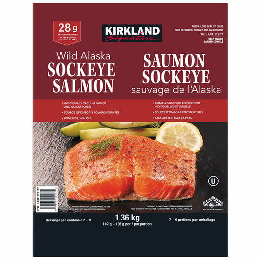 Kirkland Signature Frozen Wild Alaskan Sockeye Salmon 1.36 kg