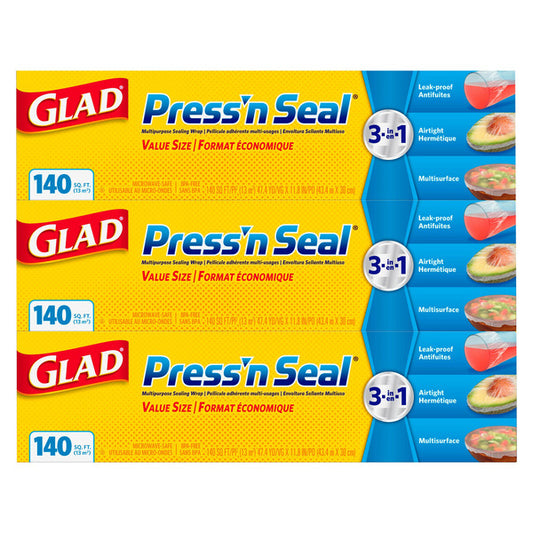 Glad Press'n Seal Plastic Wrap, 3 x 140 ft
