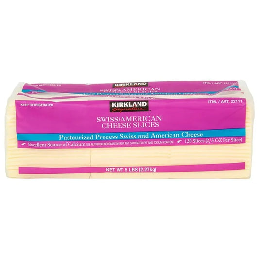 Kirkland Signature Sliced Swiss American Cheese, 5 lb