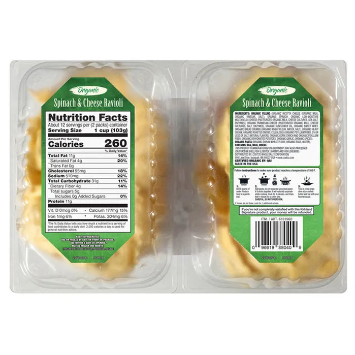 Kirkland Signature Organic Spinach & Cheese Ravioli (2 ct)