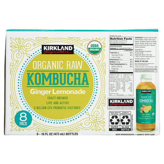 Kirkland Signaure Organic Raw Kombucha, 16 fl oz, 8-count