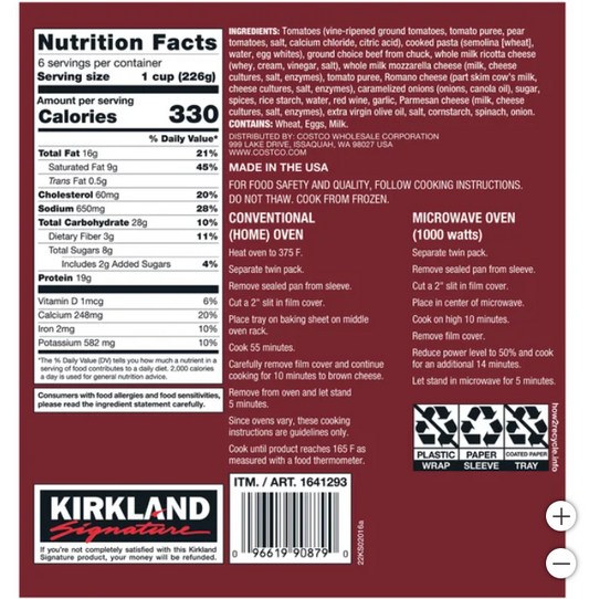 Kirkland Signature Beef Lasagna (1.36 kg)