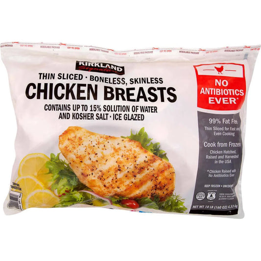 Kirkland Signature Thin Sliced Chicken Breasts, Boneless Skinless, 10 lbs